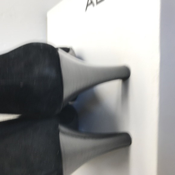 ALDO Black Suede Knee-High Buckle Stiletto Slouch Boots Women's Size 8M - Picture 7 of 12